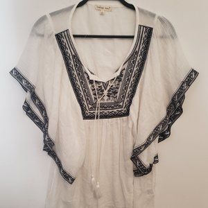 Indigo Soul Embroidered White Boho Top